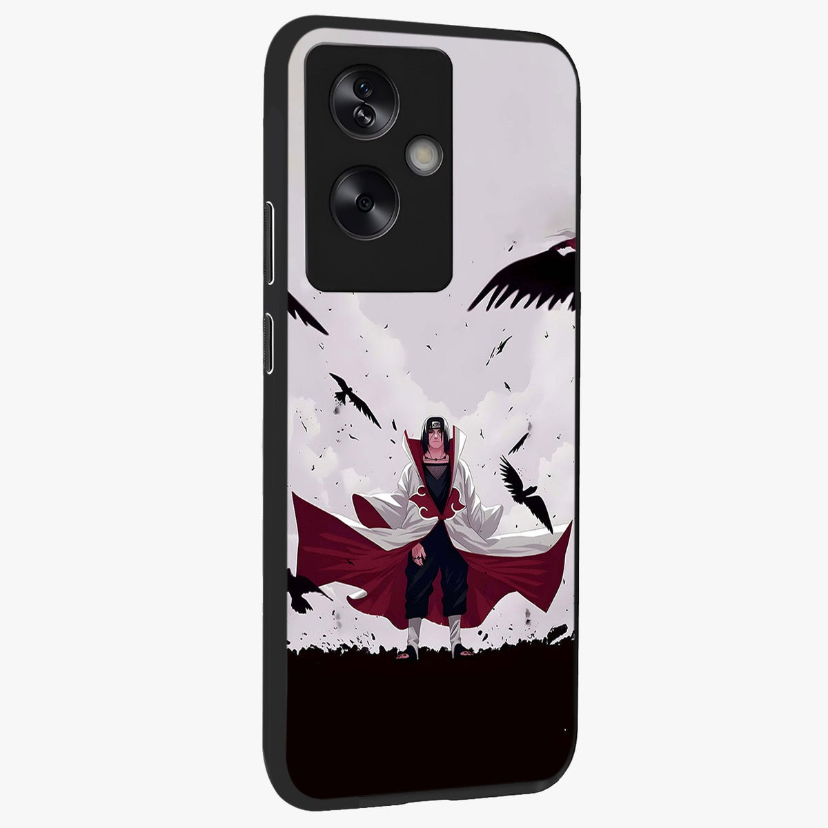 Crimson Crow Ascension Glass Case upright view showcasing dramatic crow artwork with bold gothic theme.