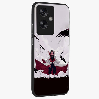 Crimson Crow Ascension Glass Case upright view showcasing dramatic crow artwork with bold gothic theme.