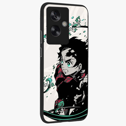 Demon Slayer Glass Case upright view showcasing powerful anime artwork with intense warrior theme.