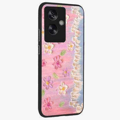 Dreamy Painted Garden Glass Case upright view showcasing vibrant floral garden artwork with artistic nature theme.