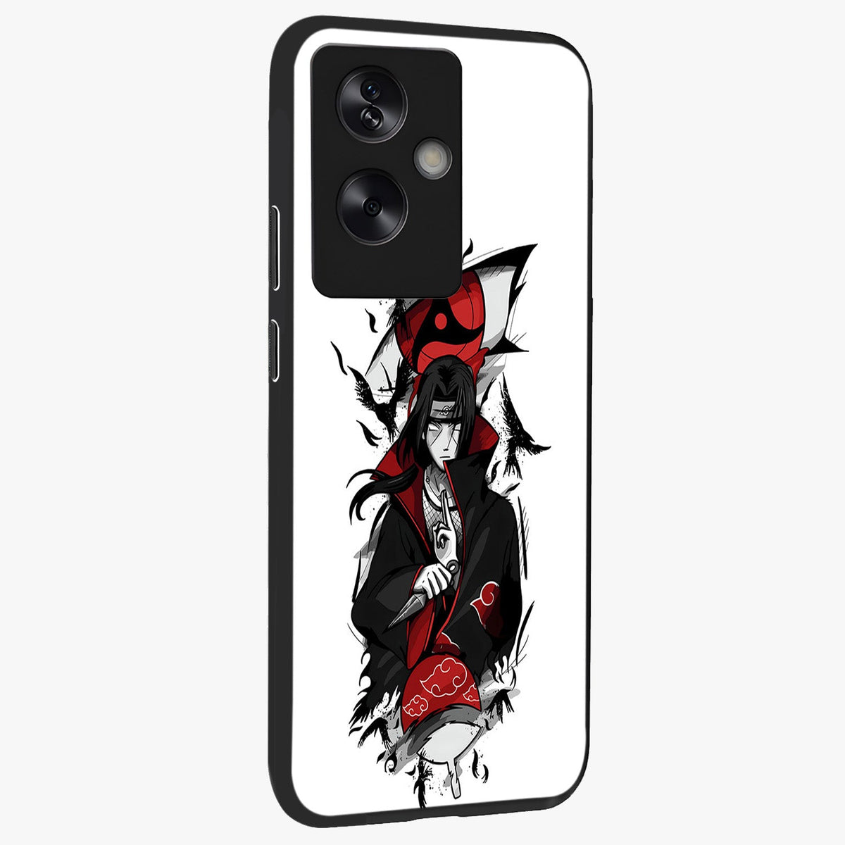 Itachi Limited Edition Naruto Anime Glass Case upright view showcasing intense anime artwork with powerful character theme.