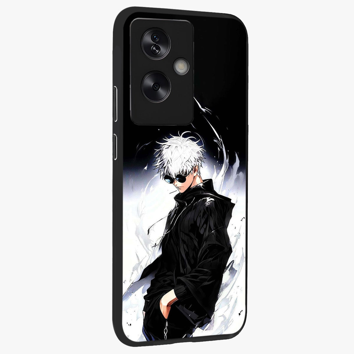 Limitless Shadow King Glass Case upright view showcasing bold shadow warrior artwork with epic fantasy theme.
