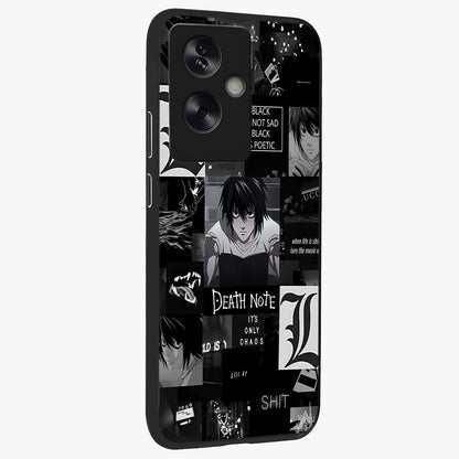 Midnight Chaos Mind Glass Case upright view showcasing expressive abstract artwork with bold dark theme.