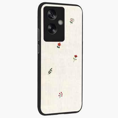Minimalistic Blue With White Flower Pattern Glass Case upright view showcasing clean white flower artwork with calming blue theme.