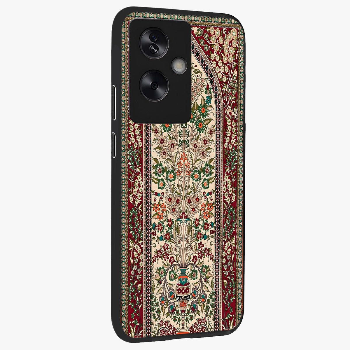 Persian Inspired Glass Case upright view showcasing decorative Persian artwork with rich heritage theme.