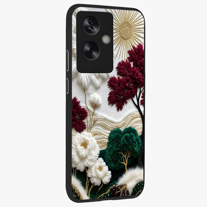 Radiant Bloom Elegance Glass Case upright view showcasing decorative flower artwork with refined botanical theme.