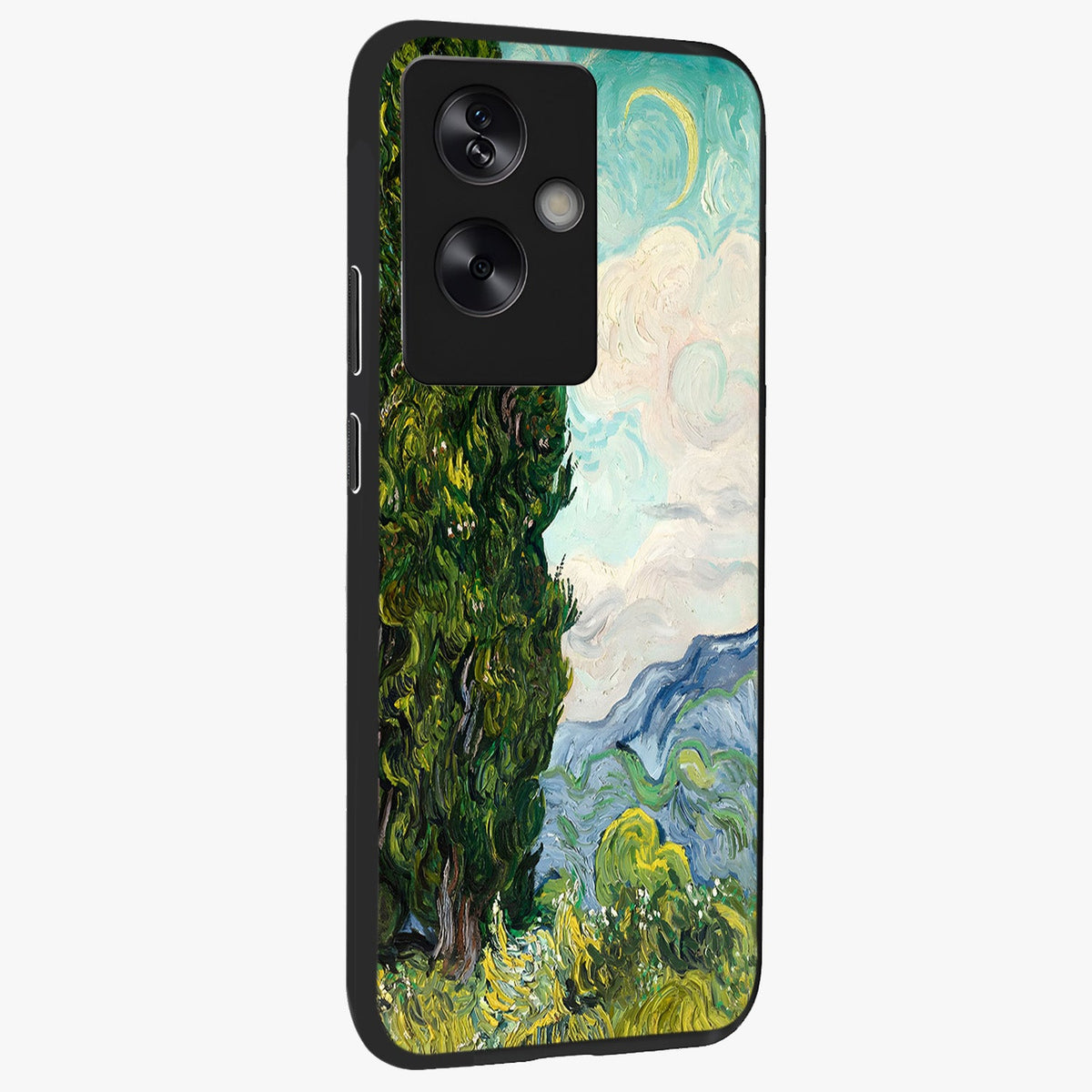Van Gogh Vintage Art Glass Case upright view showcasing elegant vintage painting artwork with artistic heritage theme.
