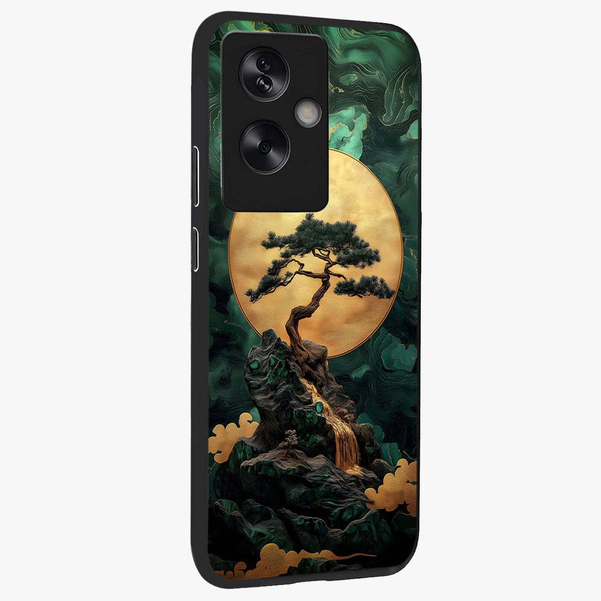 Zen Moon Rise Glass Case upright view showcasing serene moon artwork with tranquil night theme.
