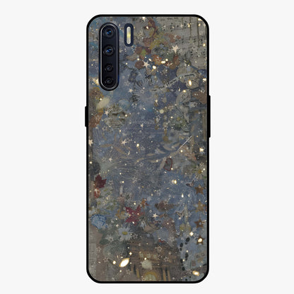 Aesthetic Astrolophia Glass Case showing flat back view with dreamy aesthetic design and glossy glass finish.