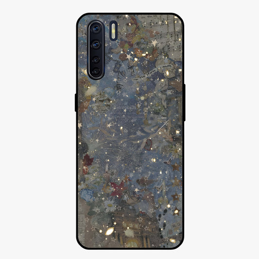 Aesthetic Astrolophia Glass Case showing flat back view with dreamy aesthetic design and glossy glass finish.