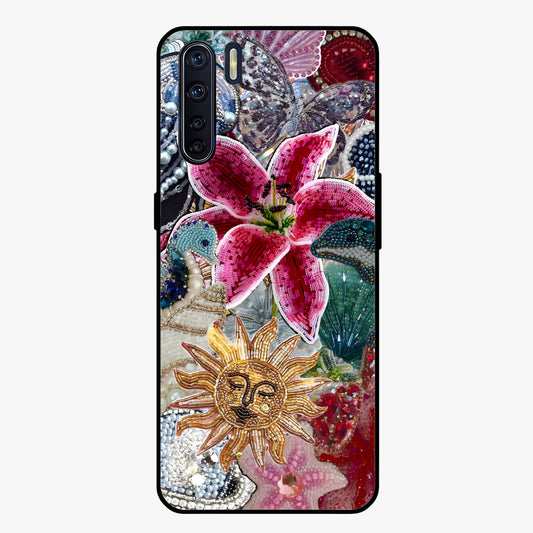 Beaded Garden Fantasy Glass Case showing flat back view with dreamy garden bead artwork and glossy glass finish.