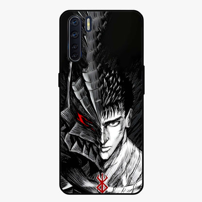 Berserker Blood Oath Glass Case showing flat back view with fierce warrior inspired artwork and glossy glass finish.