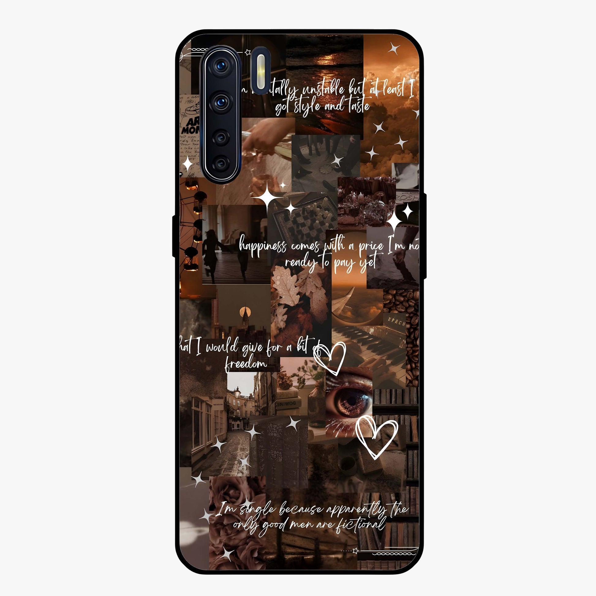 Bittersweet Aesthetic Chaos Glass Case showing flat back view with artistic chaotic aesthetic design and glossy glass finish.