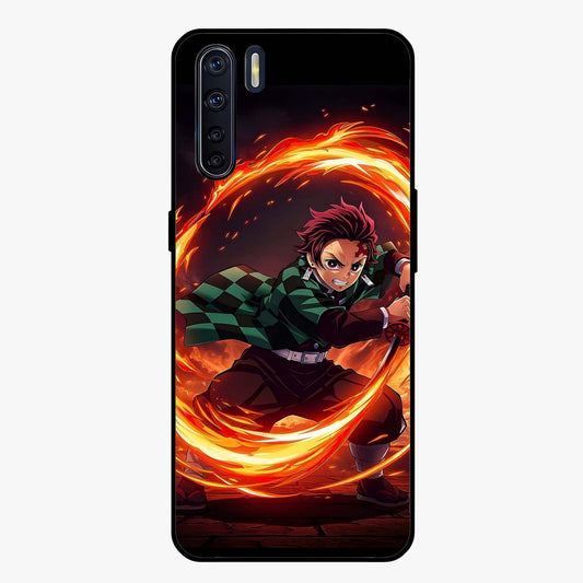 Blazing Sword Resolve Glass Case showing flat back view with fiery sword artwork and glossy glass finish.