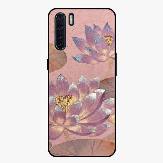 Blossom Mist Lotus Glass Case showing flat back view with serene lotus blossom artwork and glossy glass finish.