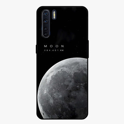Cosmic Moon Glow Glass Case showing flat back view with glowing moon artwork and glossy glass finish.
