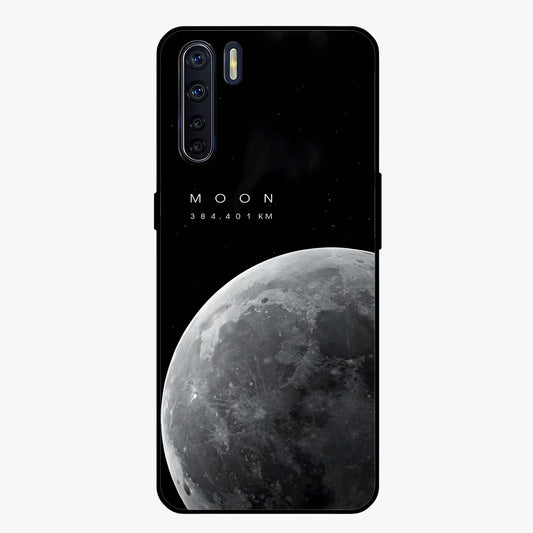 Cosmic Moon Glow Glass Case showing flat back view with glowing moon artwork and glossy glass finish.