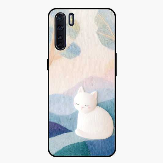 Cotton Dream Cat Glass Case showing flat back view with soft dreamy cat artwork and glossy glass finish.
