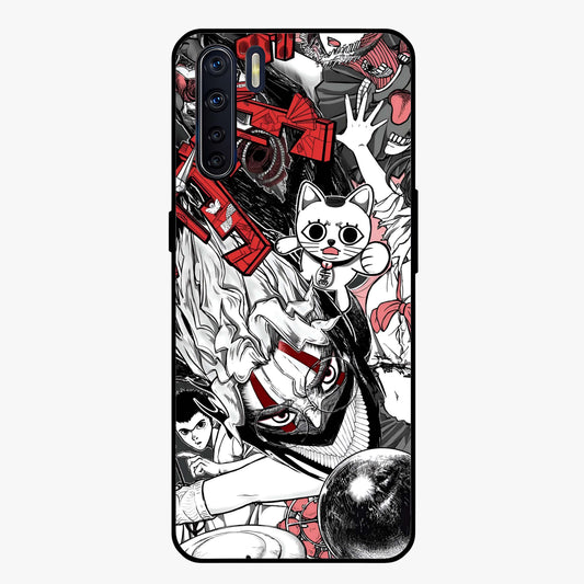 Crimson Chaos Panel Glass Case showing flat back view with bold crimson abstract artwork and glossy glass finish.