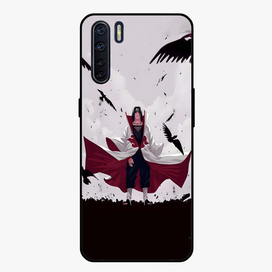 Crimson Crow Ascension Glass Case showing flat back view with mystical crow artwork and glossy glass finish.