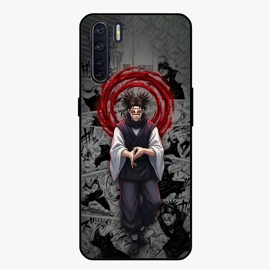 Cursed Ritual Ascension Glass Case showing flat back view with dark ritual themed artwork and glossy glass finish.