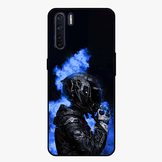 Cyber Sentinel Protocol Glass Case showing flat back view with futuristic cyber themed artwork and glossy glass finish.