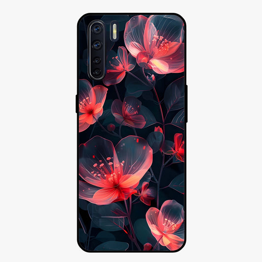 Dark Shade of Flower Glass Case showing flat back view with elegant dark floral artwork and glossy glass finish.