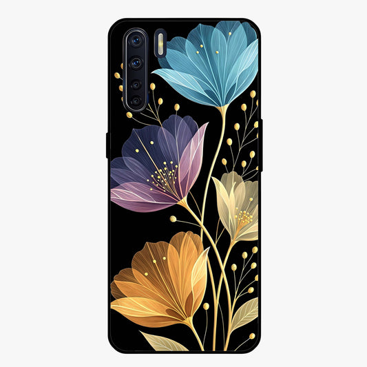 Delicate Multicolor Flowers Glass Case showing flat back view with vibrant floral artwork and glossy glass finish.