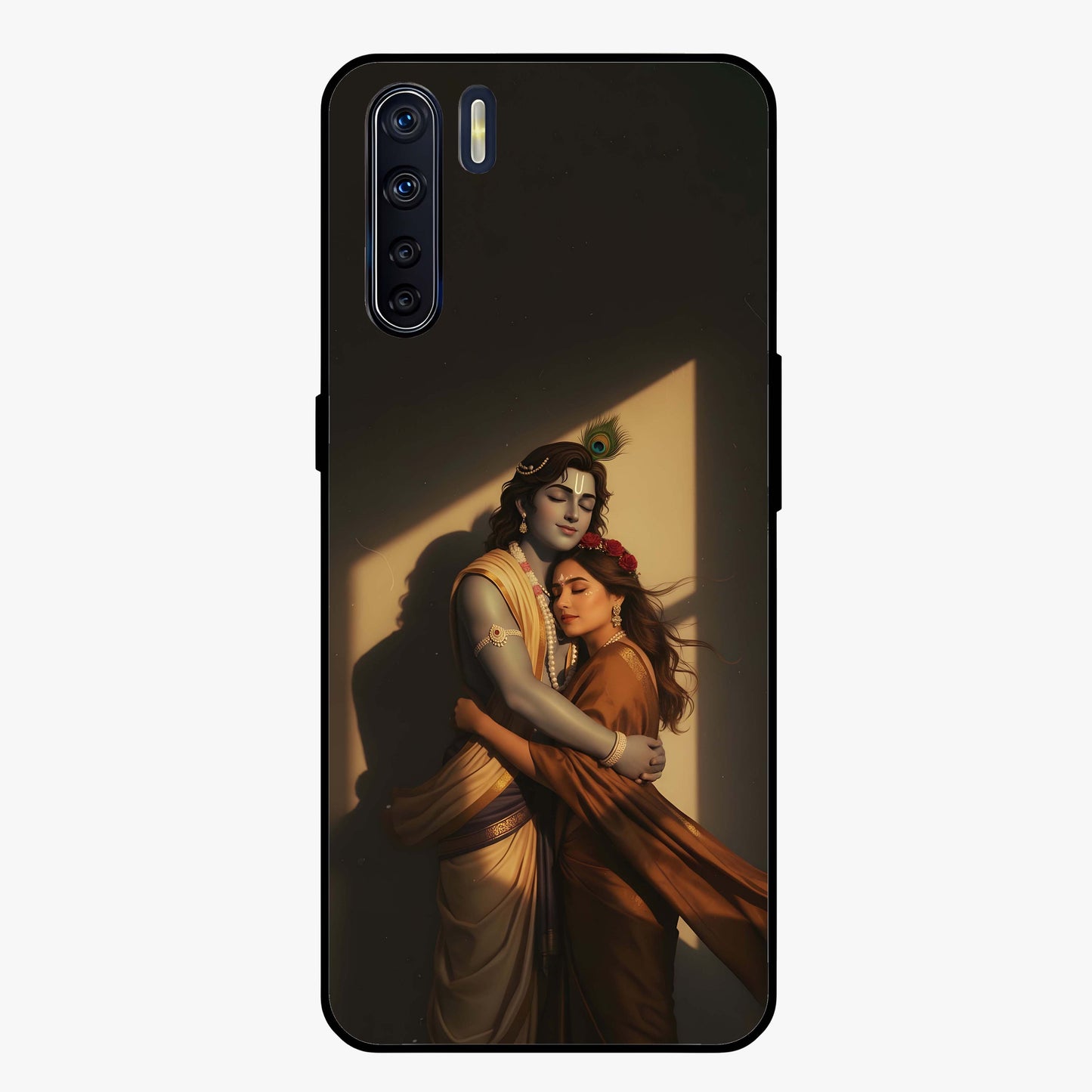 Divine Eternal Love Glass Case showing flat back view with spiritual love themed artwork and glossy glass finish.