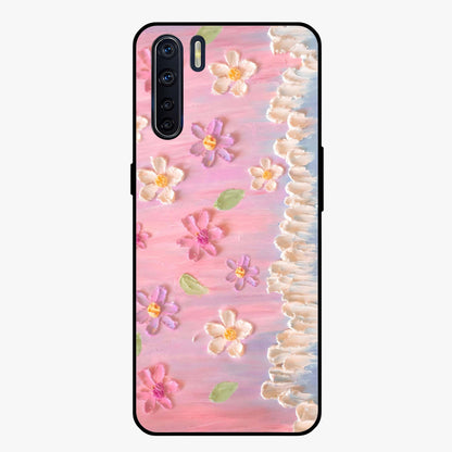 Dreamy Painted Garden Glass Case showing flat back view with artistic painted floral garden artwork and glossy glass finish.