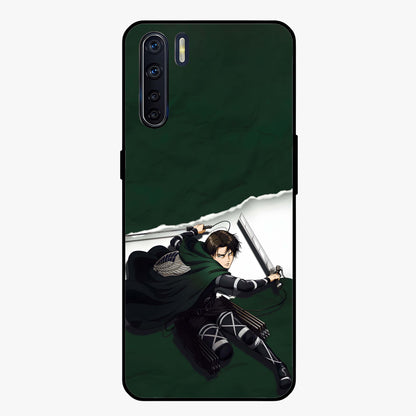 Emerald War Vanguard Glass Case showing flat back view with powerful warrior themed artwork and glossy glass finish.