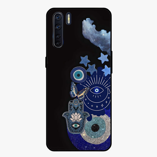 Galactic Charm Cluster Glass Case showing flat back view with glowing celestial charm artwork and glossy glass finish.