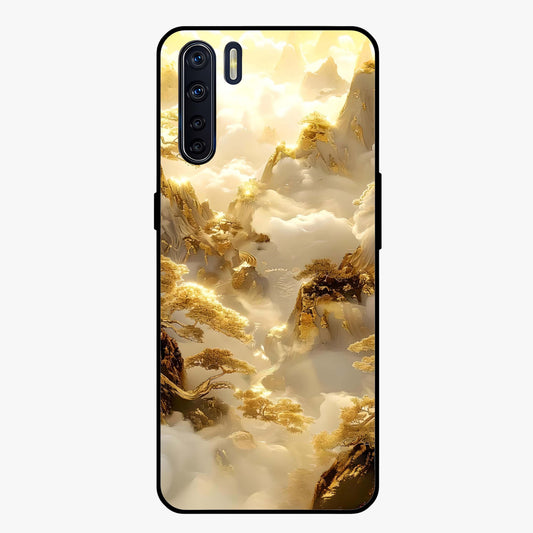 Gates Of Illumination Glass Case showing flat back view with mystical illuminated gate artwork and glossy glass finish.