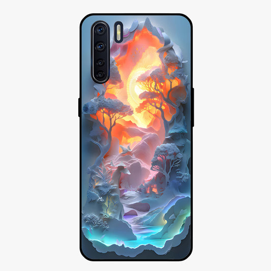 Glow Forest Portal Glass Case showing flat back view with glowing forest portal artwork and glossy glass finish.
