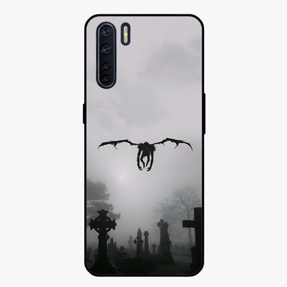 Graveyard Shadow Descent Glass Case showing flat back view with dark graveyard themed artwork and glossy glass finish.