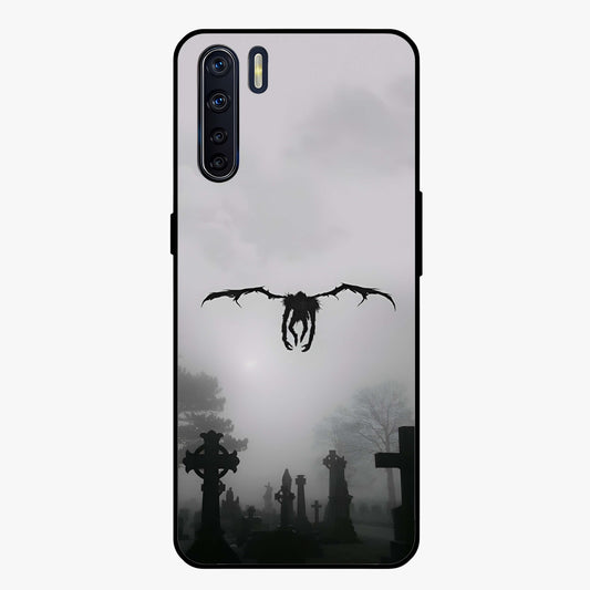 Graveyard Shadow Descent Glass Case showing flat back view with dark graveyard themed artwork and glossy glass finish.