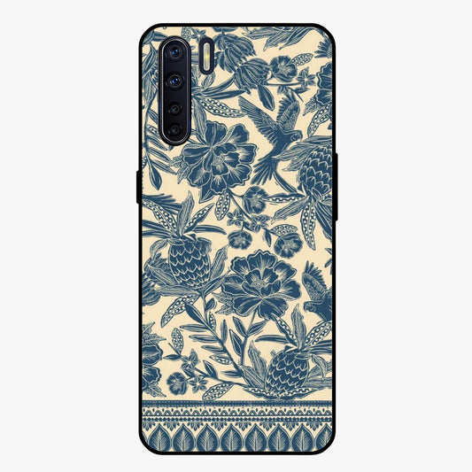 Heirloom Wild Bloom Glass Case showing flat back view with vintage inspired wild flower artwork and glossy glass finish.