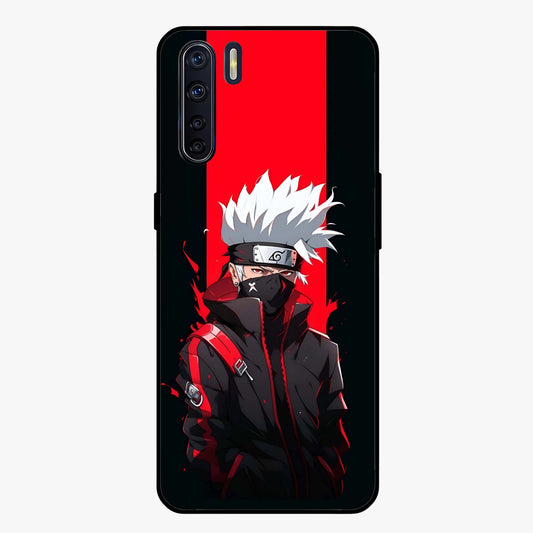 Kakashi Scarlet Shadow Glass Case showing flat back view with powerful anime ninja artwork and glossy glass finish.