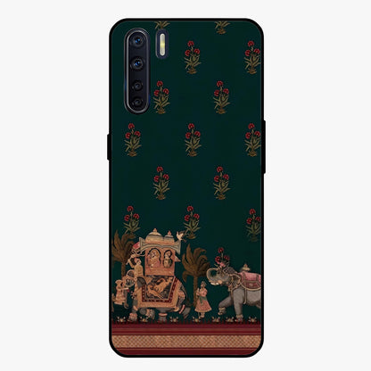 Macmerise Glass Case showing flat back view with stylish modern artwork and glossy glass finish.