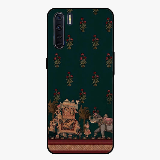 Macmerise Glass Case showing flat back view with stylish modern artwork and glossy glass finish.