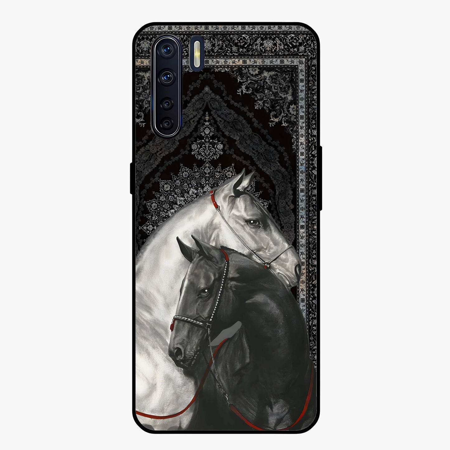 Majestic Ride Legacy Glass Case showing flat back view with powerful automotive inspired artwork and glossy glass finish.
