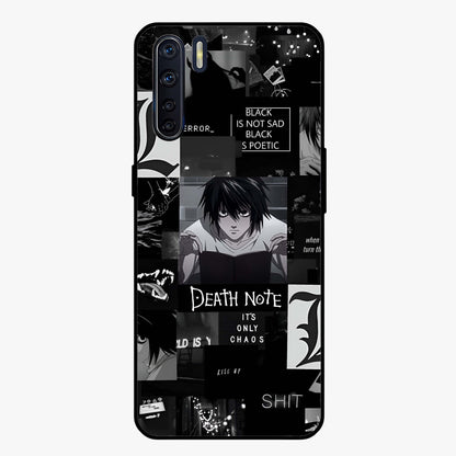 Midnight Chaos Mind Glass Case showing flat back view with abstract dark themed artwork and glossy glass finish.