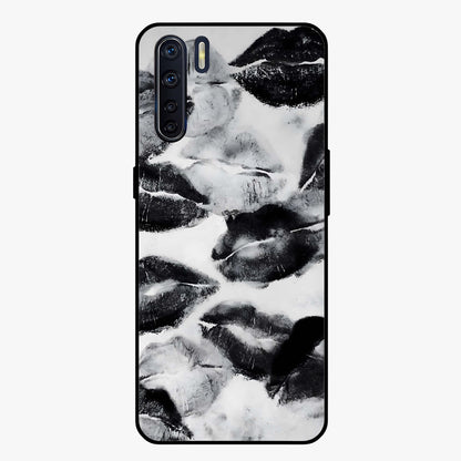 Midnight Kiss Marks Glass Case showing flat back view with lipstick kiss mark artwork and glossy glass finish.
