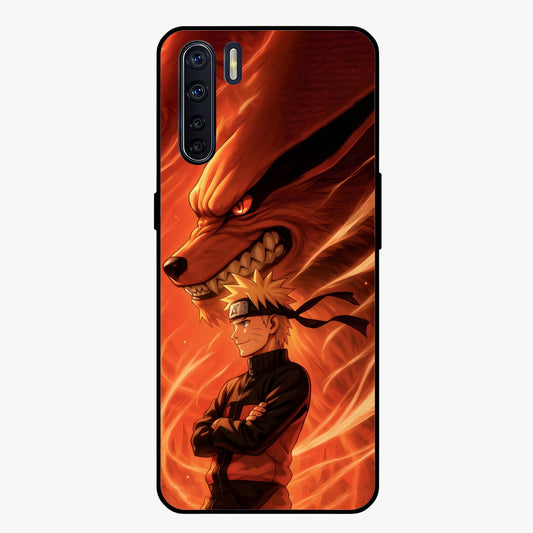Nine Tails Legacy Glass Case showing flat back view with powerful nine-tailed fox inspired artwork and glossy glass finish.