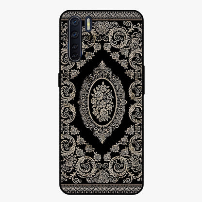 Noir Bloom Elegance Glass Case showing flat back view with elegant dark floral artwork and glossy glass finish.