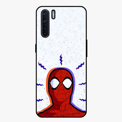 Omg Spiderman Glass Case showing flat back view with bold superhero inspired artwork and glossy glass finish.