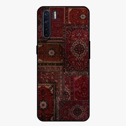 Persian Velvet Tale Glass Case showing flat back view with luxurious Persian velvet pattern artwork and glossy glass finish.