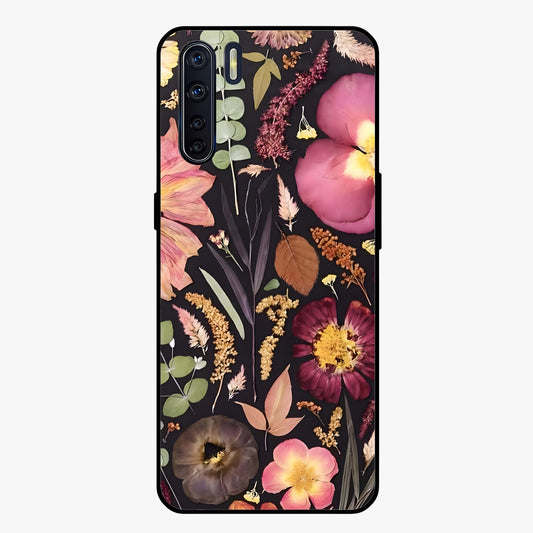 Petal Dream Tapestry Glass Case showing flat back view with intricate floral tapestry artwork and glossy glass finish.