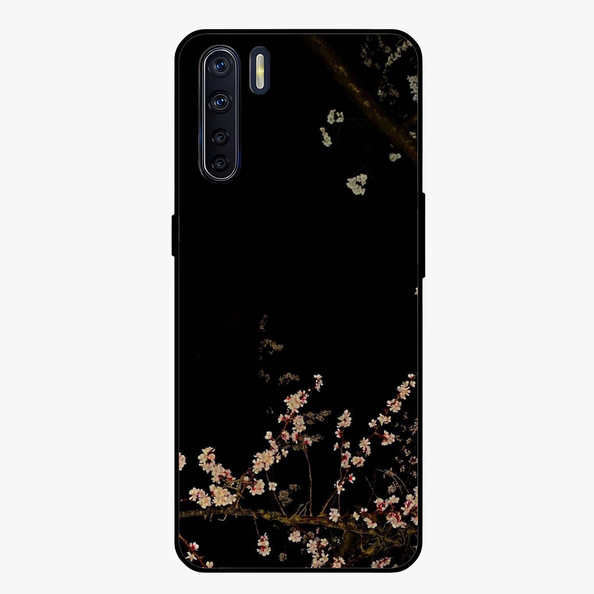 Petal Moon Light With Custom Name Glass Case showing flat back view with floral moonlight artwork and personalized name design.