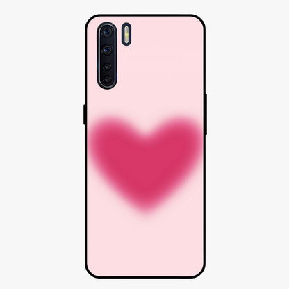 Pink Aura Heart Glass Case showing flat back view with glowing heart artwork and glossy glass finish.